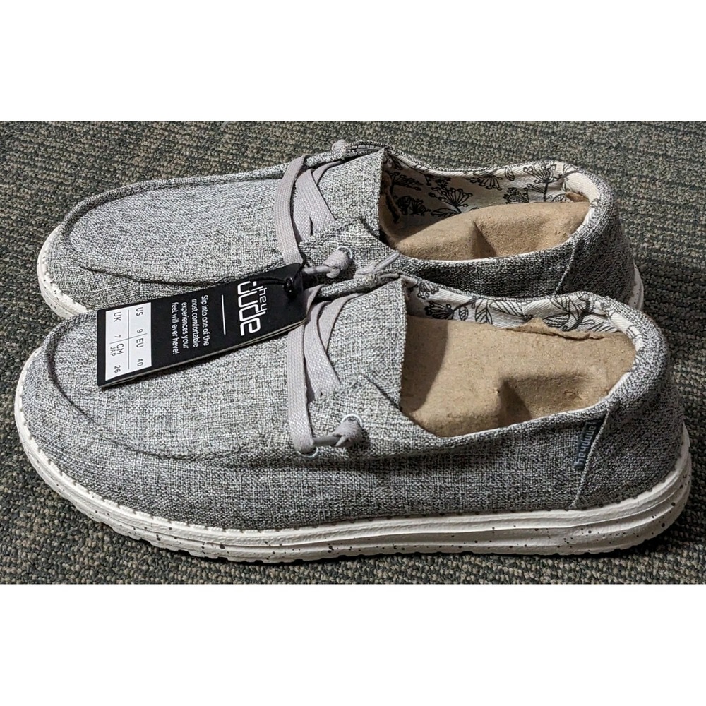 Women's Hey Dude Wendy L Linen Iron Grey Casual Slip On Lightweight Size 9 New - Picture 3 of 8